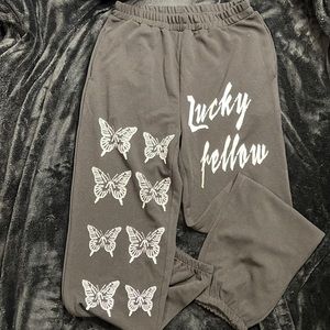 Butterfly black sweat pants